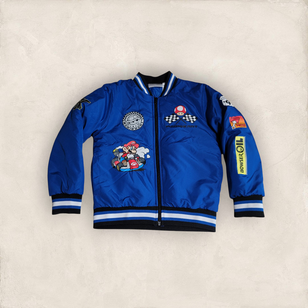 Nintendo Mario Kart Blue Bomber Jacket Kids Size 8